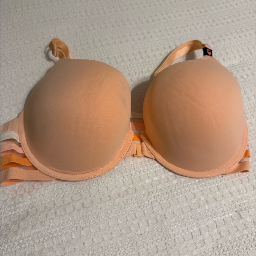 Victoria's Secret Peach and Orange Striped Bra